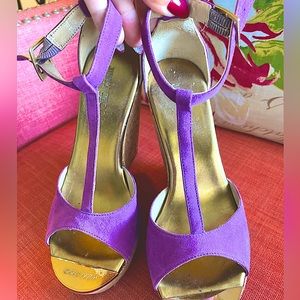 Jimmy Choo purple Suede Wedges size 35